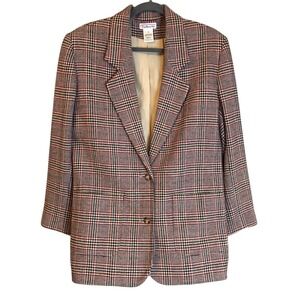 Talbots Women's Blazer M Plaid Wool Preppy Academia‎ Clueless Christmas Holiday